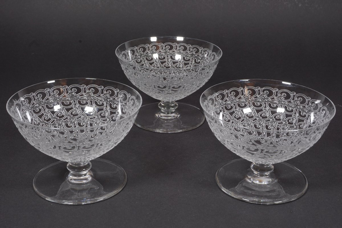 3 coupes, verres Cristal Baccarat Chateaubriand, Rohan-photo-1
