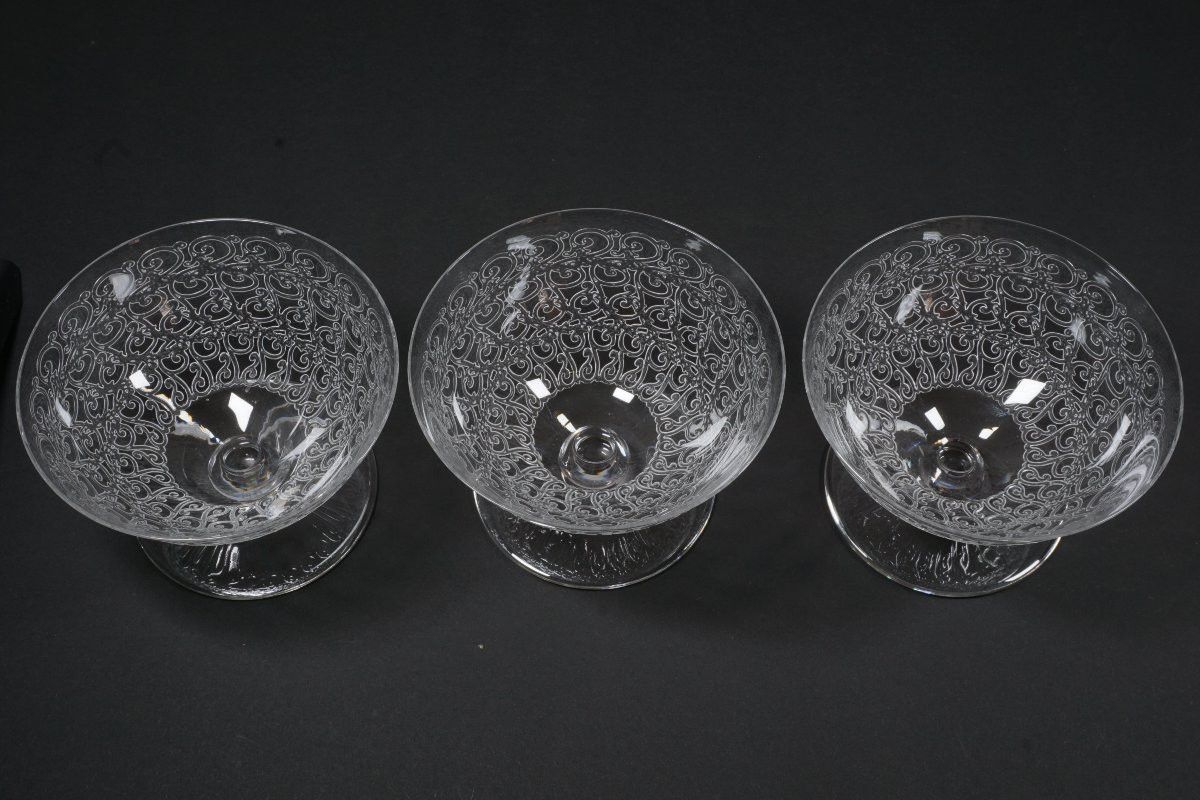 3 coupes, verres Cristal Baccarat Chateaubriand, Rohan-photo-2