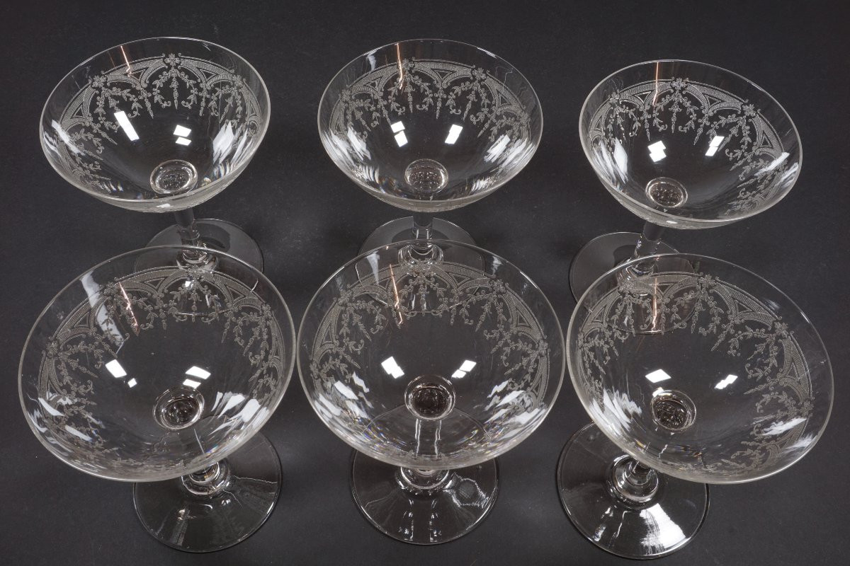 6 Saint Louis Manon Crystal Champagne Glasses-photo-4