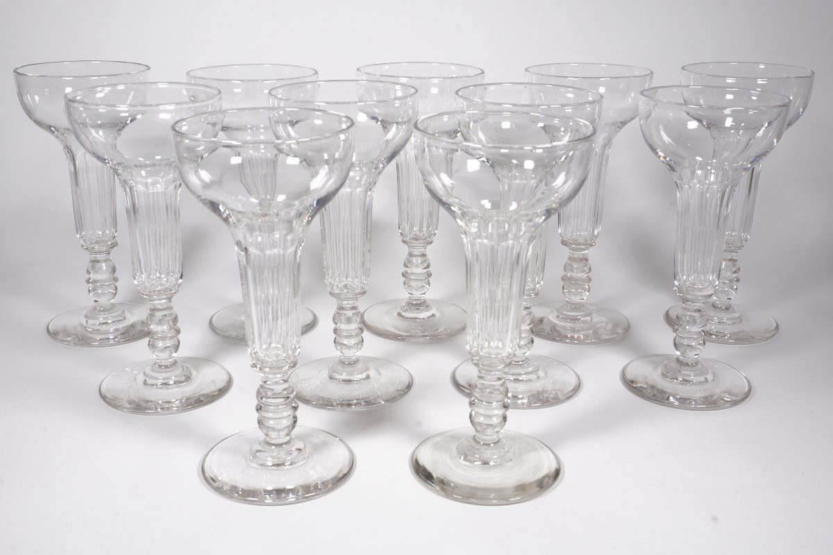 Flutes, verres à champagne cristal ancien Baccarat-photo-4