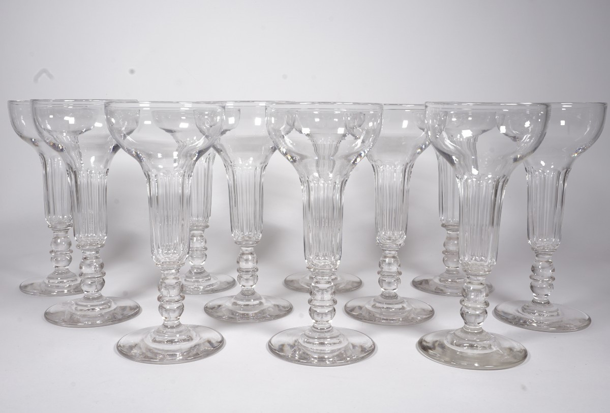 Flutes, verres à champagne cristal ancien Baccarat
