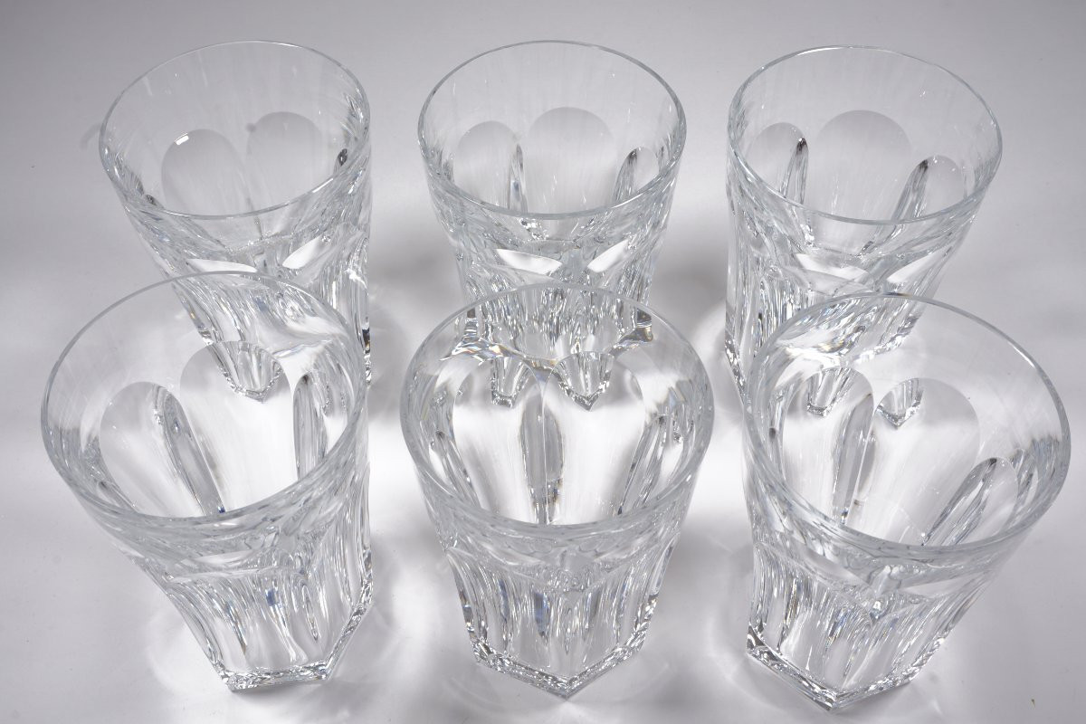 6 verres, gobelets cristal Baccarat Harcourt, Malmaison-photo-2