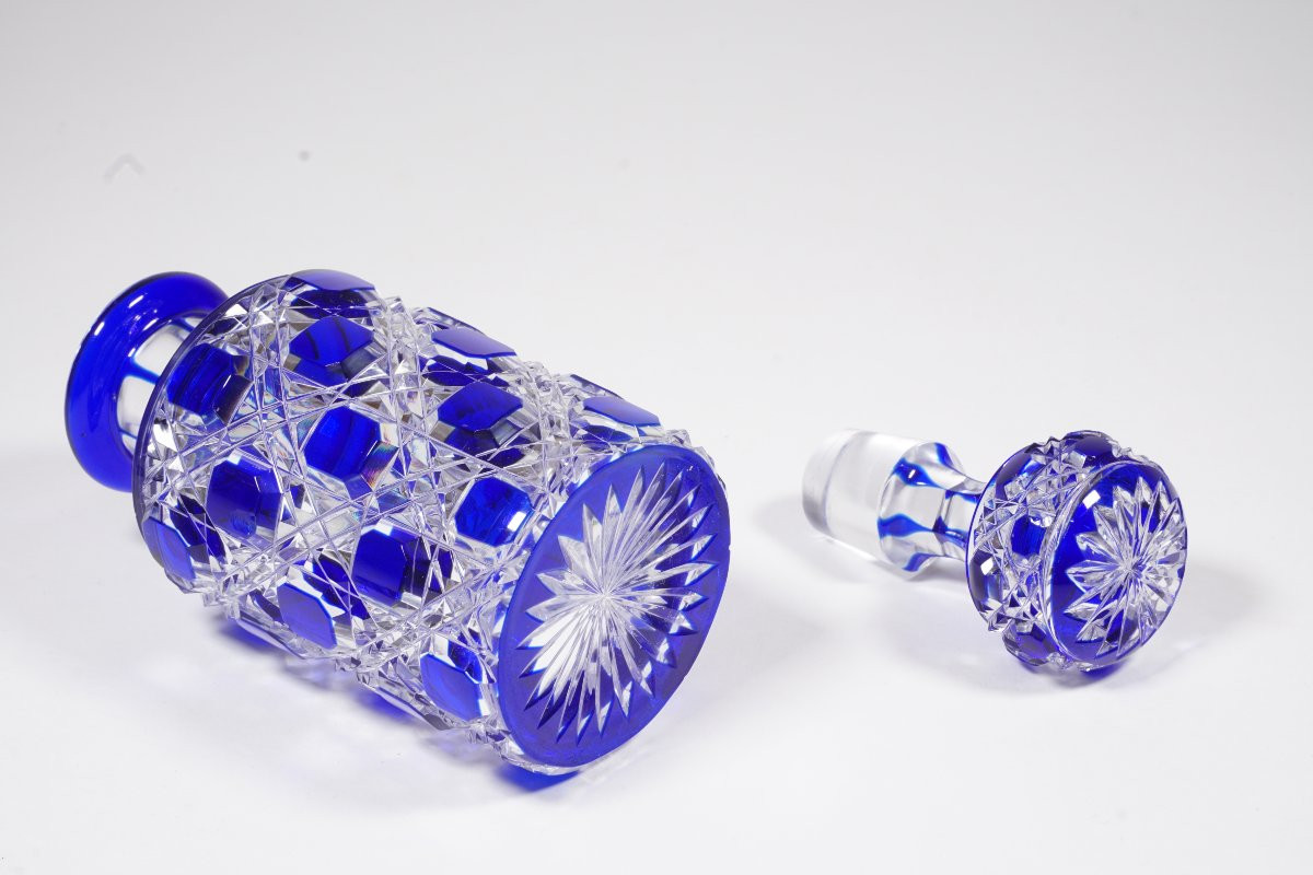 Flacon de toilette, parfum cristal Baccarat bleu-photo-2