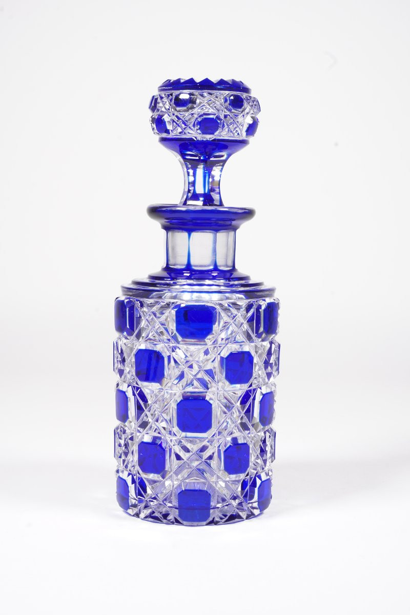 Flacon de toilette, parfum cristal Baccarat bleu-photo-3