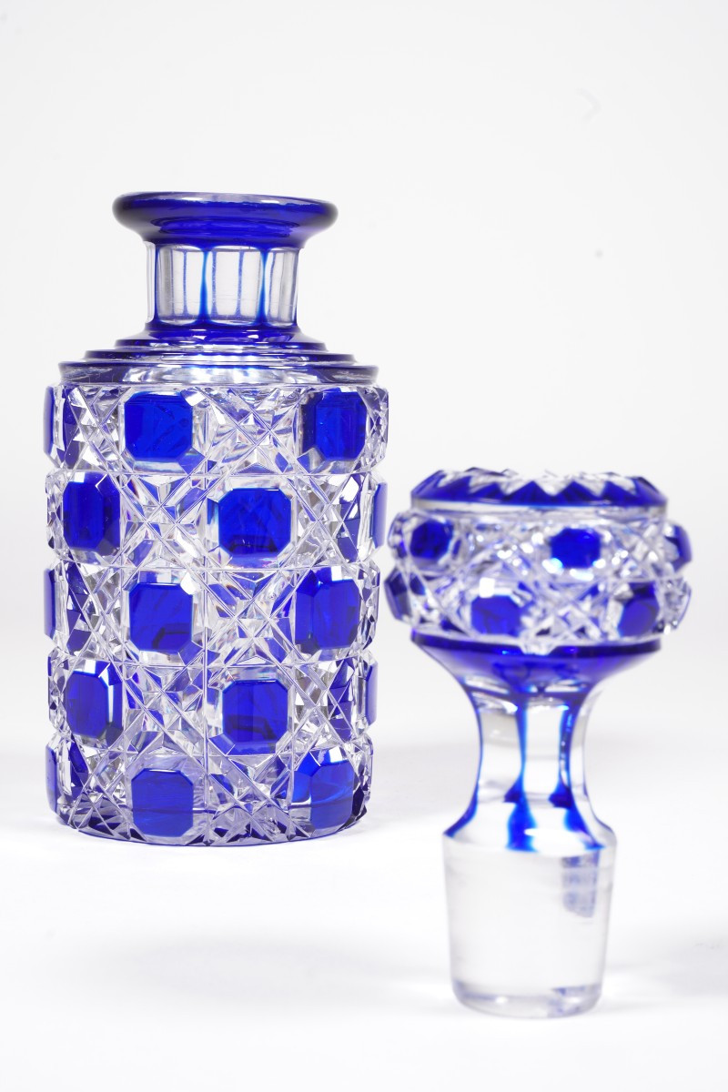 Flacon de toilette, parfum cristal Baccarat bleu-photo-1