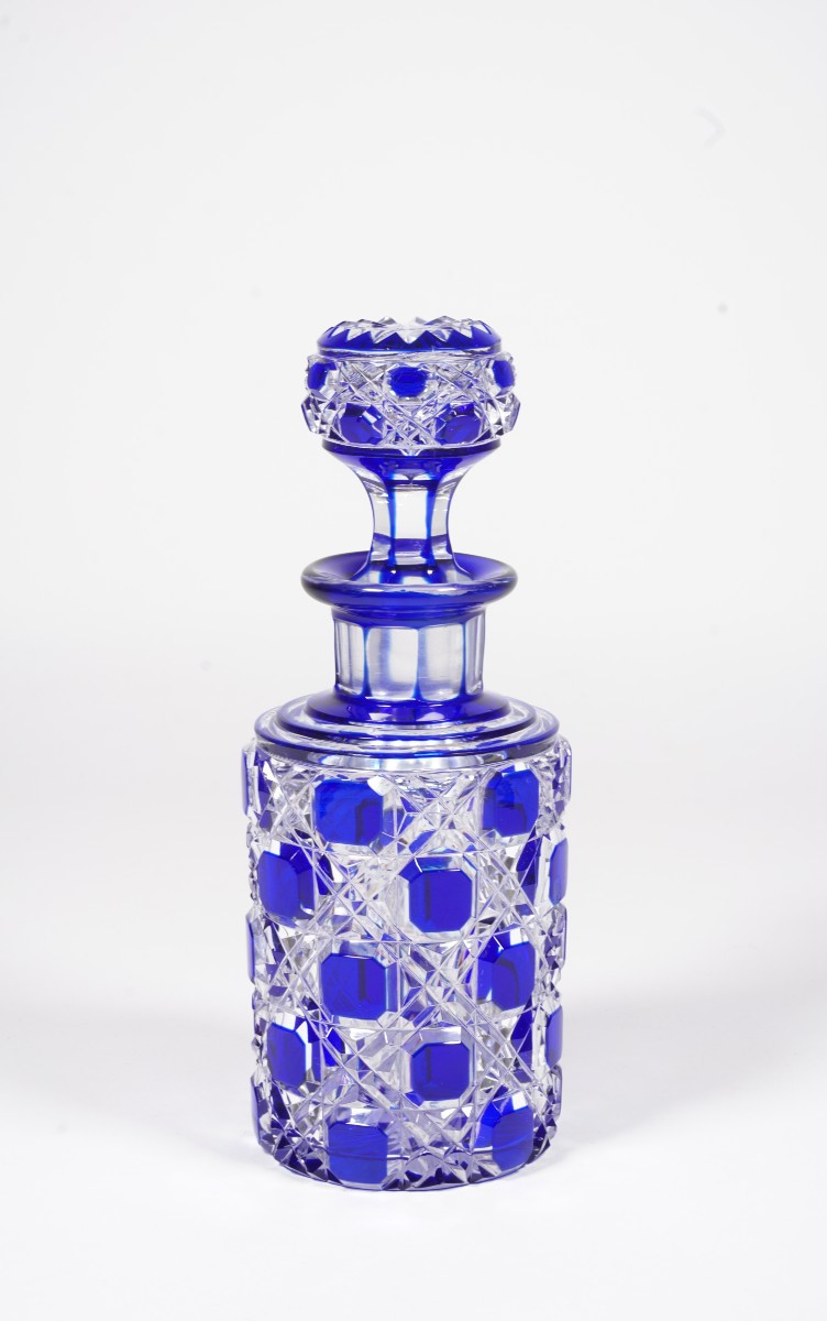 Flacon de toilette, parfum cristal Baccarat bleu-photo-2