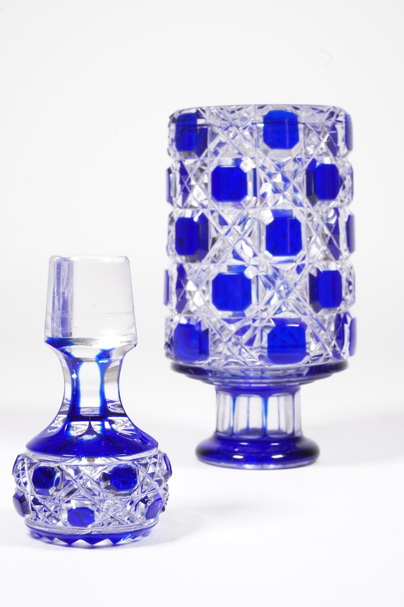 Flacon de toilette, parfum cristal Baccarat bleu-photo-3