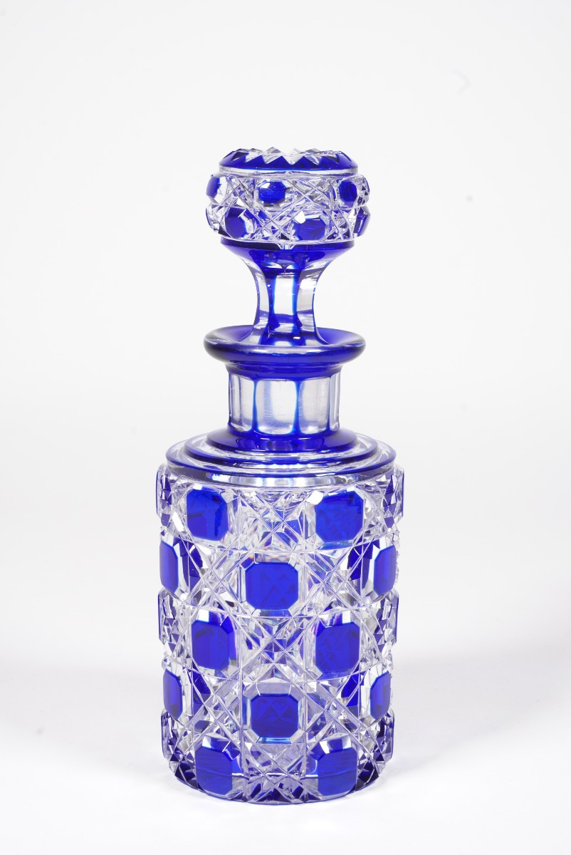 Flacon de toilette, parfum cristal Baccarat bleu