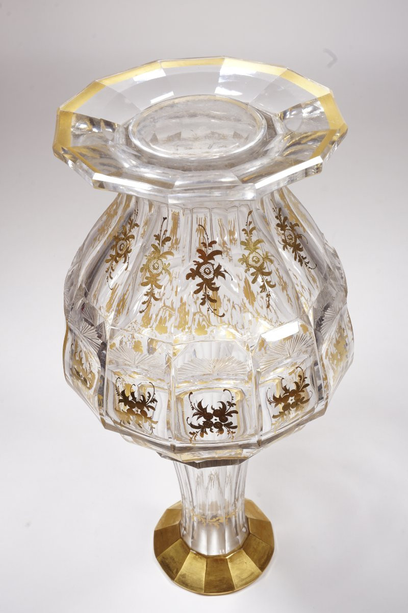 Carafe, flacon cristal doré Saint Louis, Baccarat ancien?-photo-4