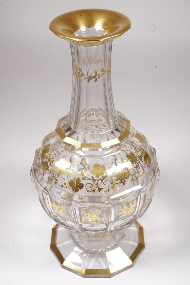 Carafe, flacon cristal doré Saint Louis, Baccarat ancien?-photo-5