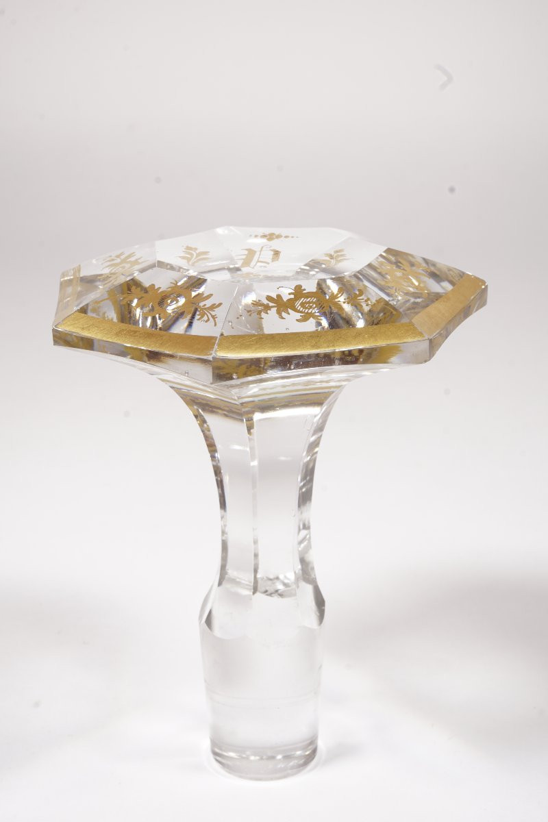 Carafe, flacon cristal doré Saint Louis, Baccarat ancien?-photo-6