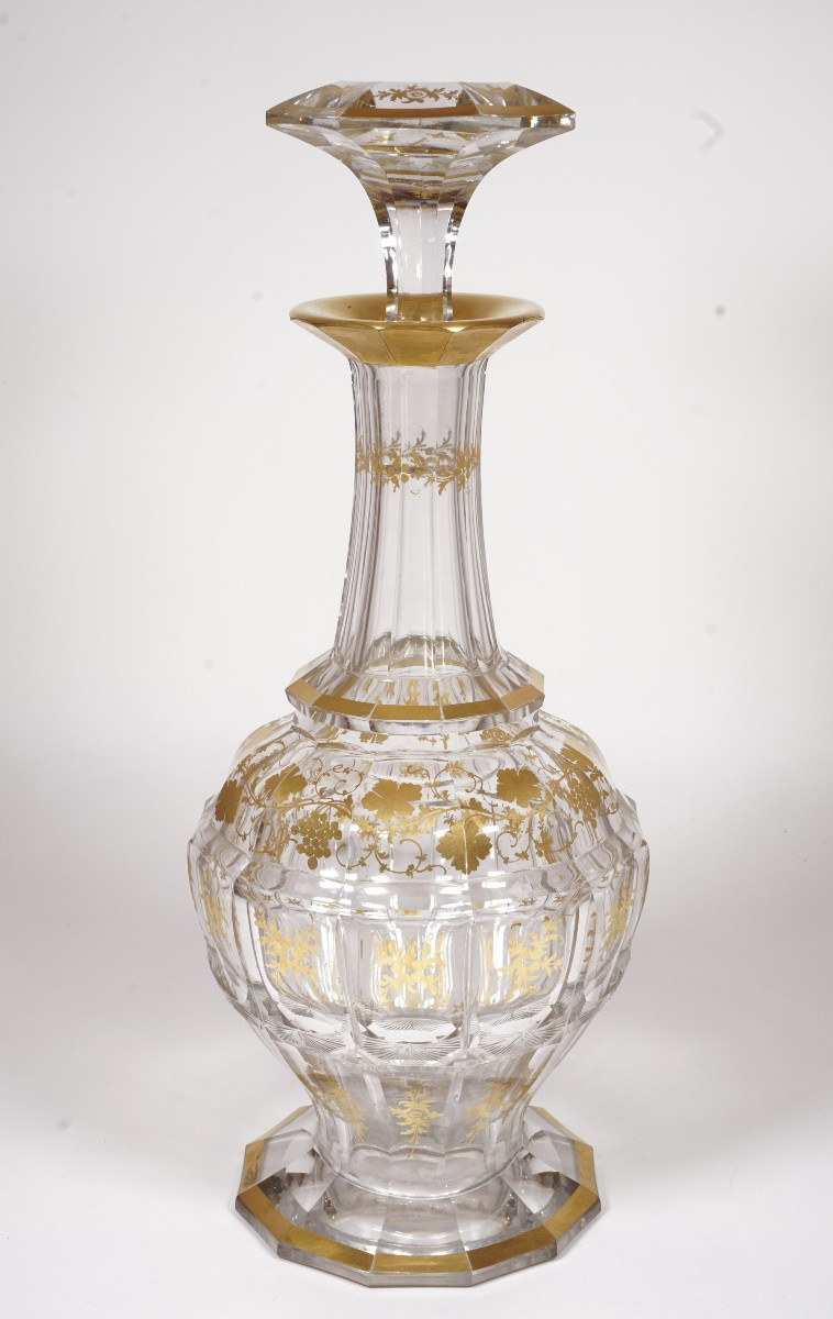 Carafe, flacon cristal doré Saint Louis, Baccarat ancien?