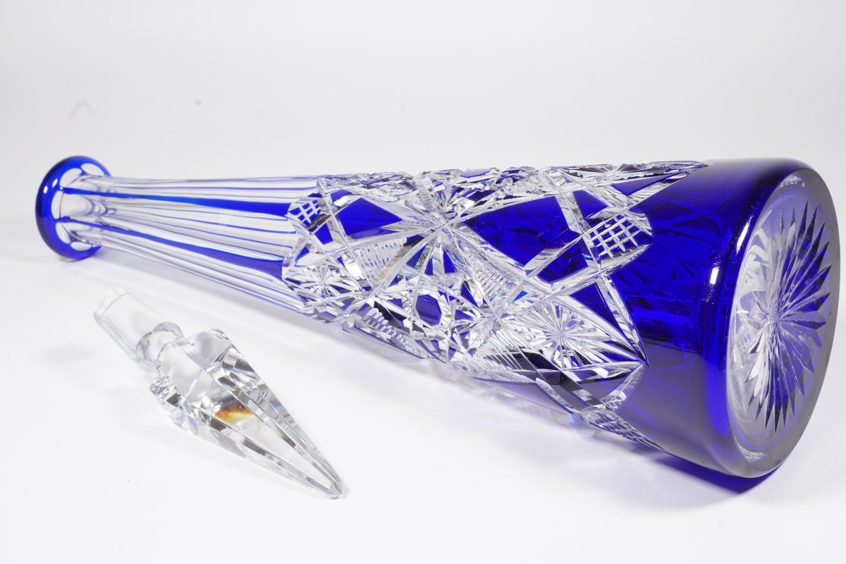 Carafe cristal Baccarat bleu Lagny-photo-4