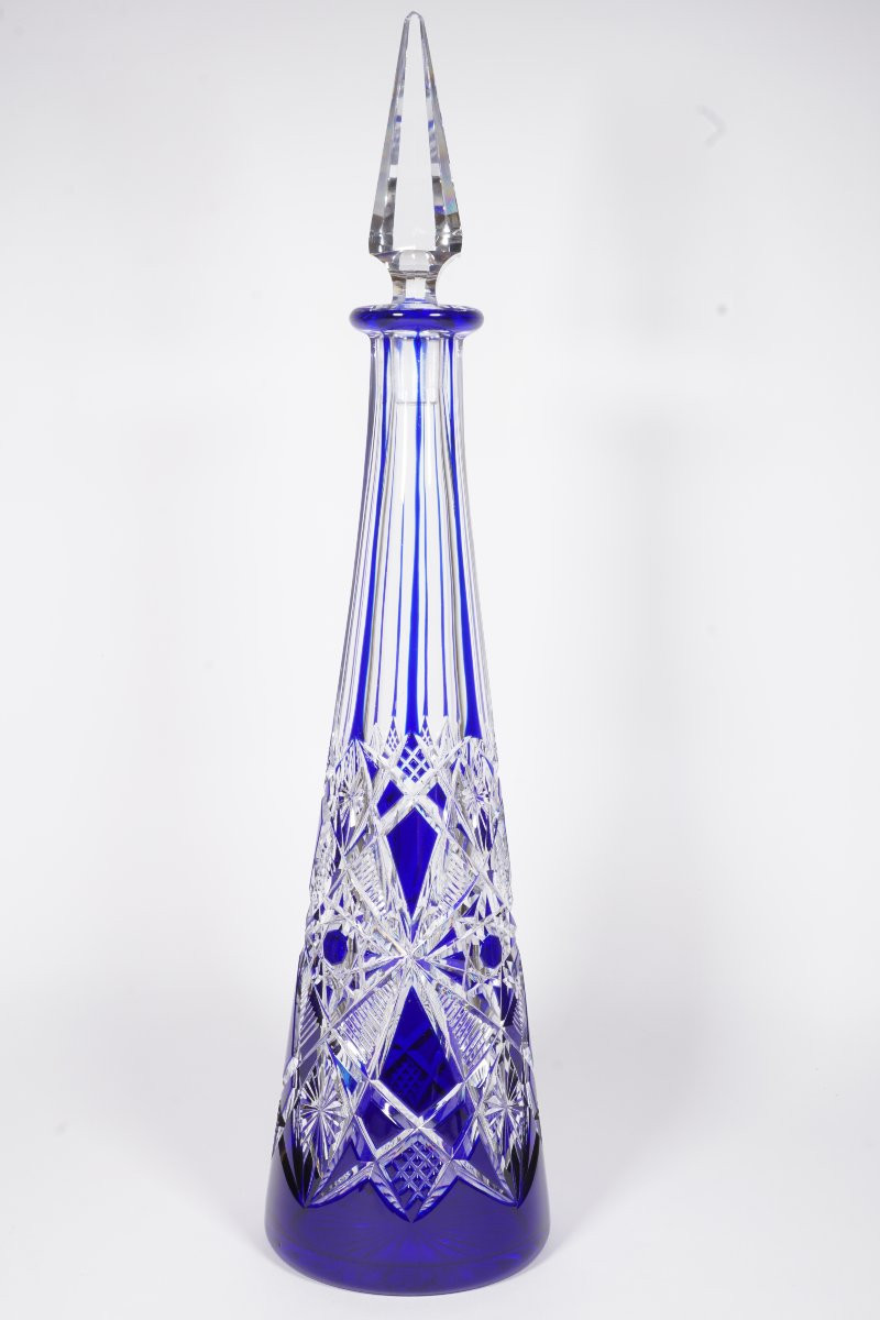 Carafe cristal Baccarat bleu Lagny-photo-1