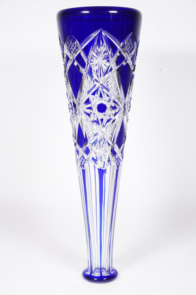 Carafe cristal Baccarat bleu Lagny-photo-2