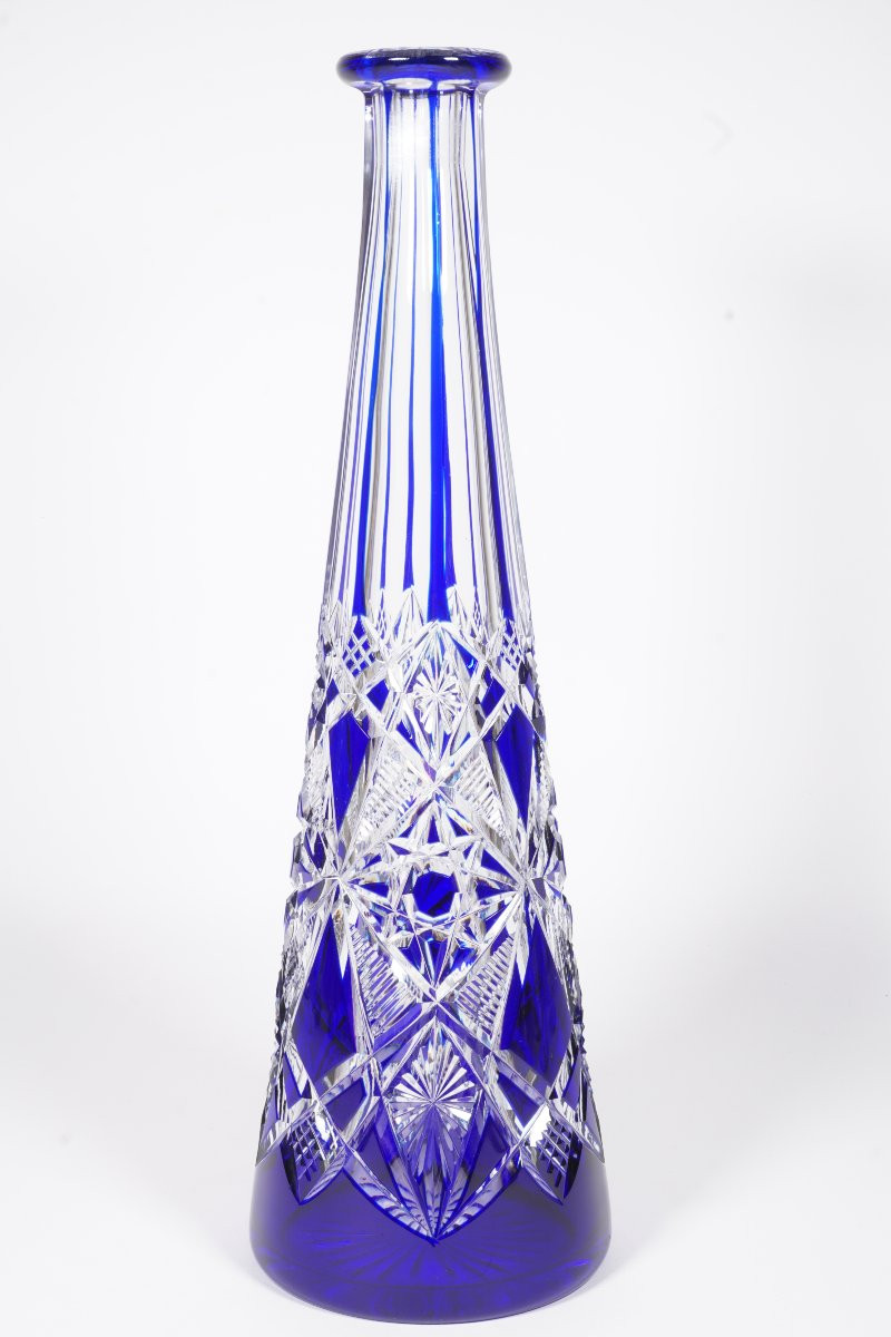 Carafe cristal Baccarat bleu Lagny-photo-3
