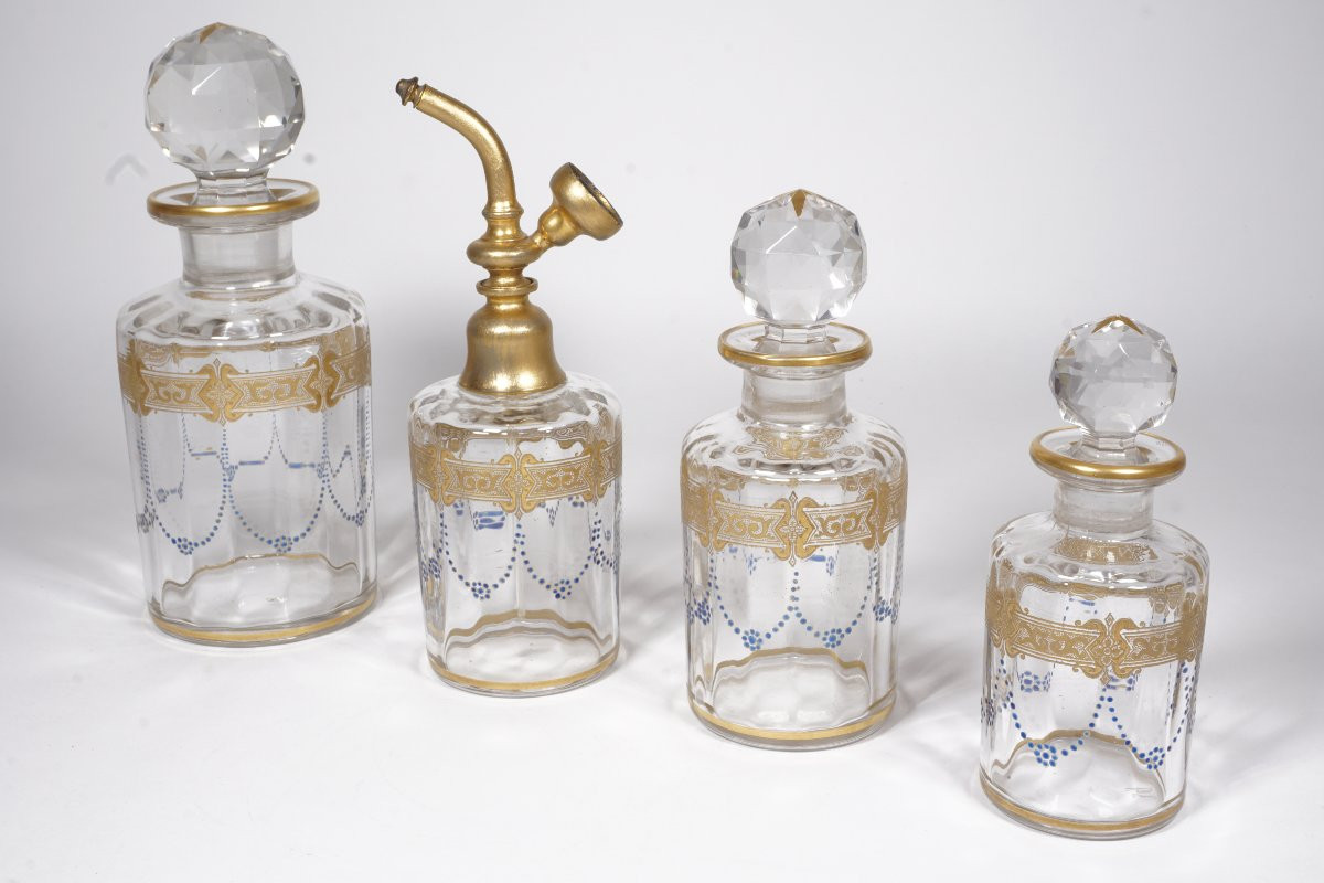 Garniture, ensemble de toilette, parfum, cristal Baccarat Georges Chevalier?-photo-3