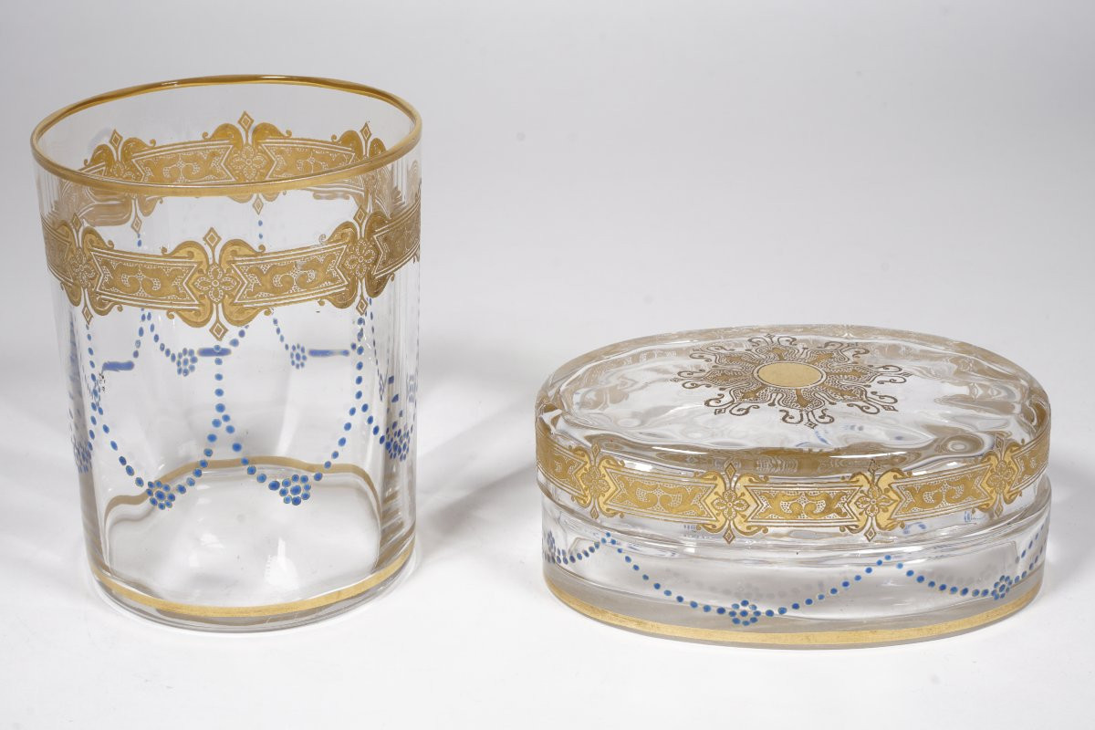 Garniture, ensemble de toilette, parfum, cristal Baccarat Georges Chevalier?-photo-4