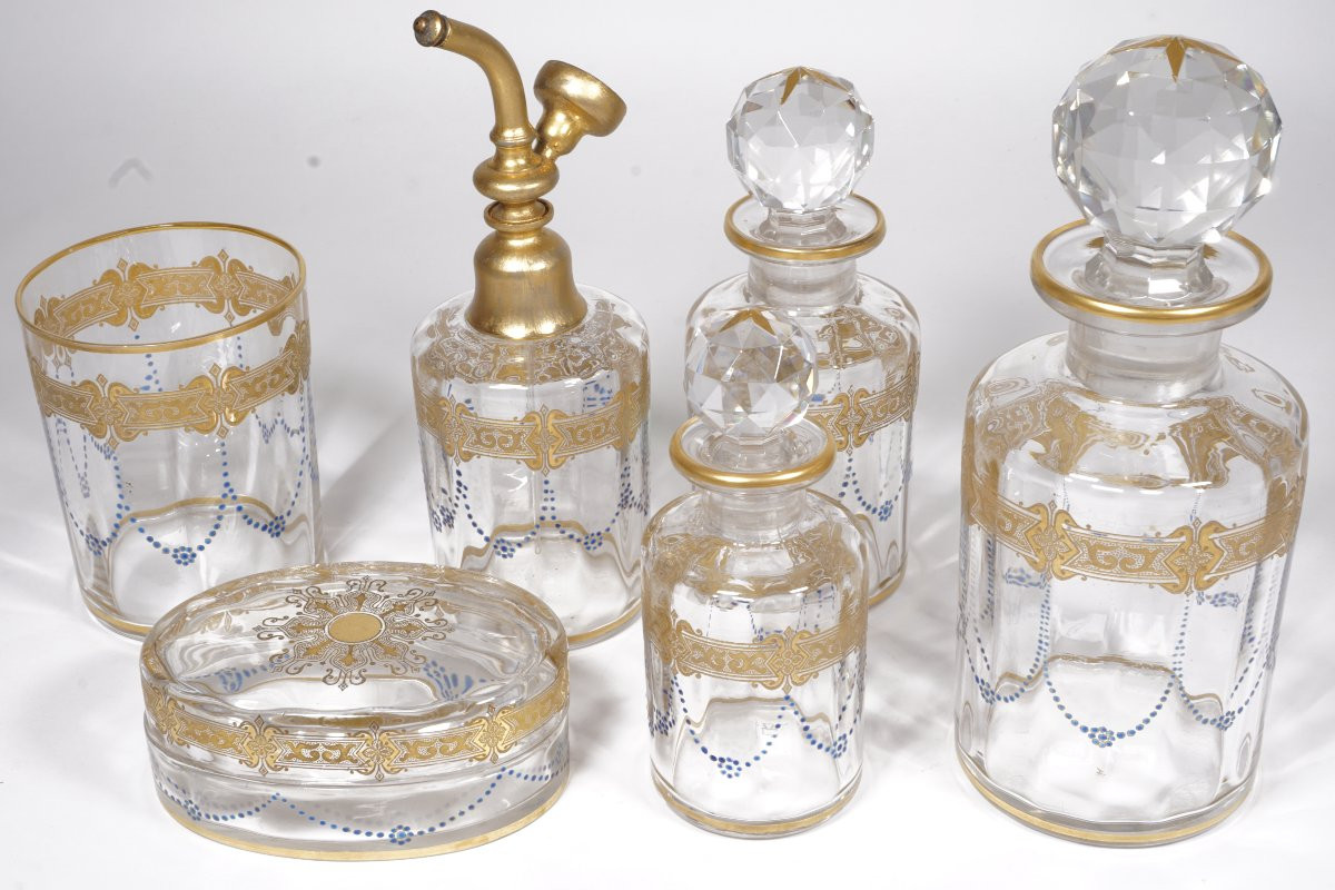 Garniture, ensemble de toilette, parfum, cristal Baccarat Georges Chevalier?-photo-1