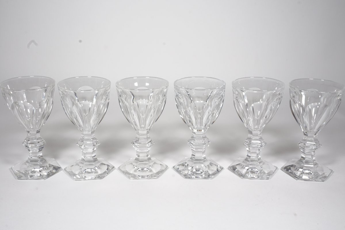 6 Baccarat Harcourt Crystal White Wine , Porto Glasses-photo-3