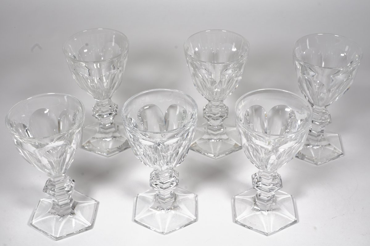 6 Baccarat Harcourt Crystal White Wine , Porto Glasses-photo-1