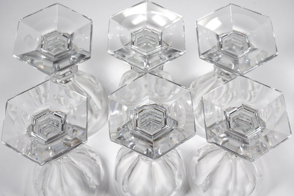 6 Baccarat Harcourt Crystal White Wine , Porto Glasses-photo-2