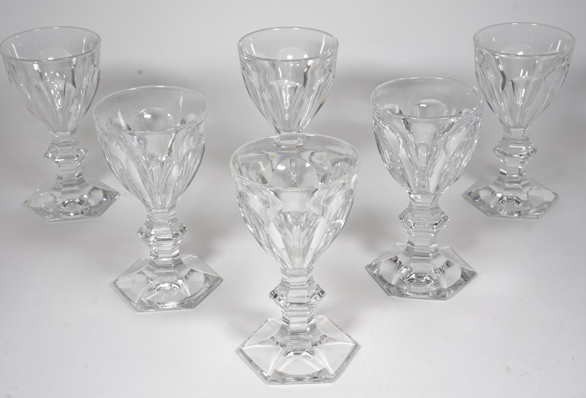 6 Baccarat Harcourt Crystal White Wine , Porto Glasses