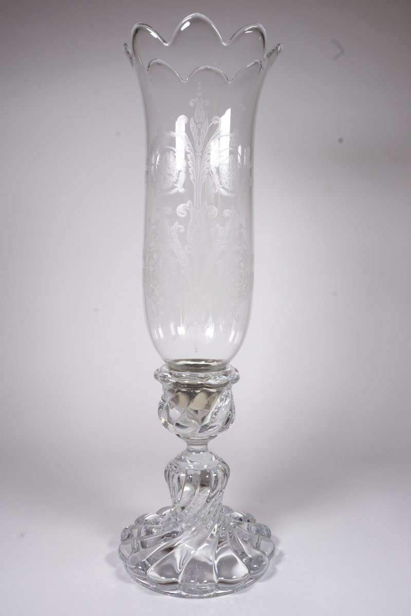 Photophore, bougeoir cristal Baccarat bambou tors-photo-3