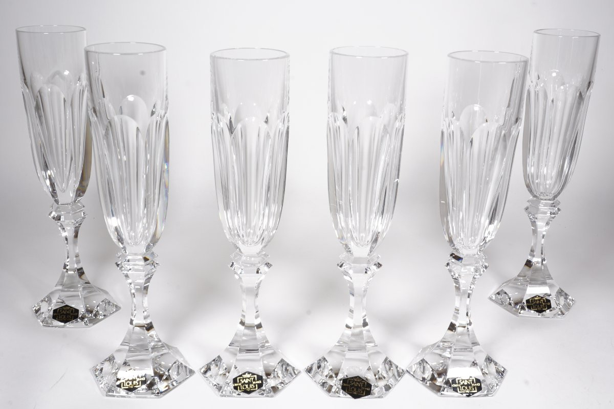 6 flutes à champagne cristal Saint Louis Chambord-photo-2