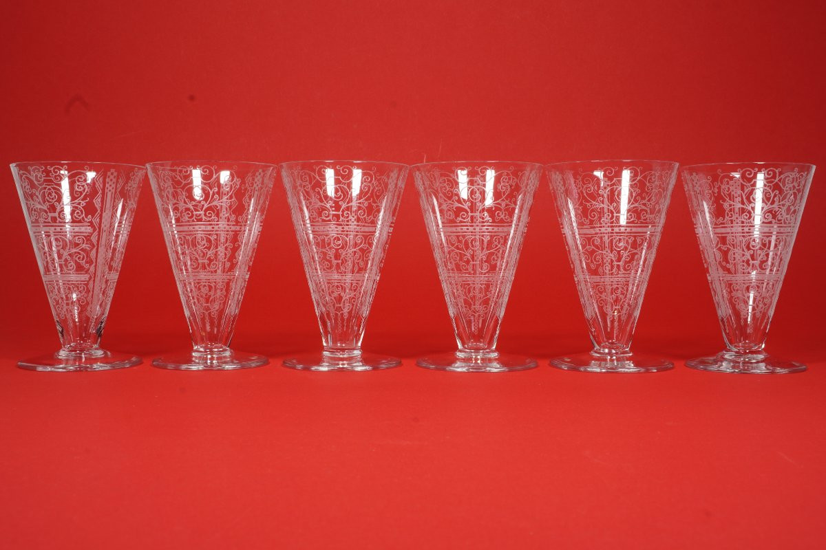 6 Baccarat Lido Crystal Wine Glasses-photo-1