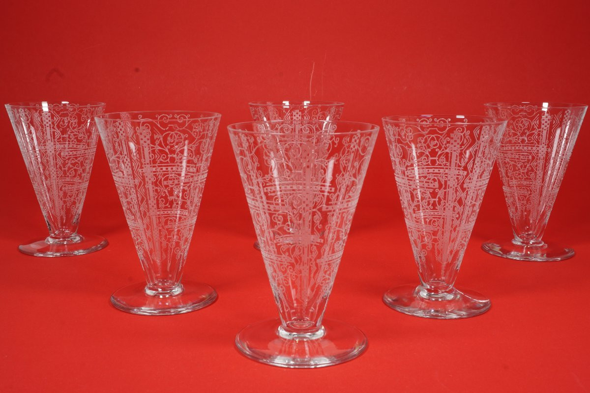 6 Baccarat Lido Crystal Wine Glasses-photo-2