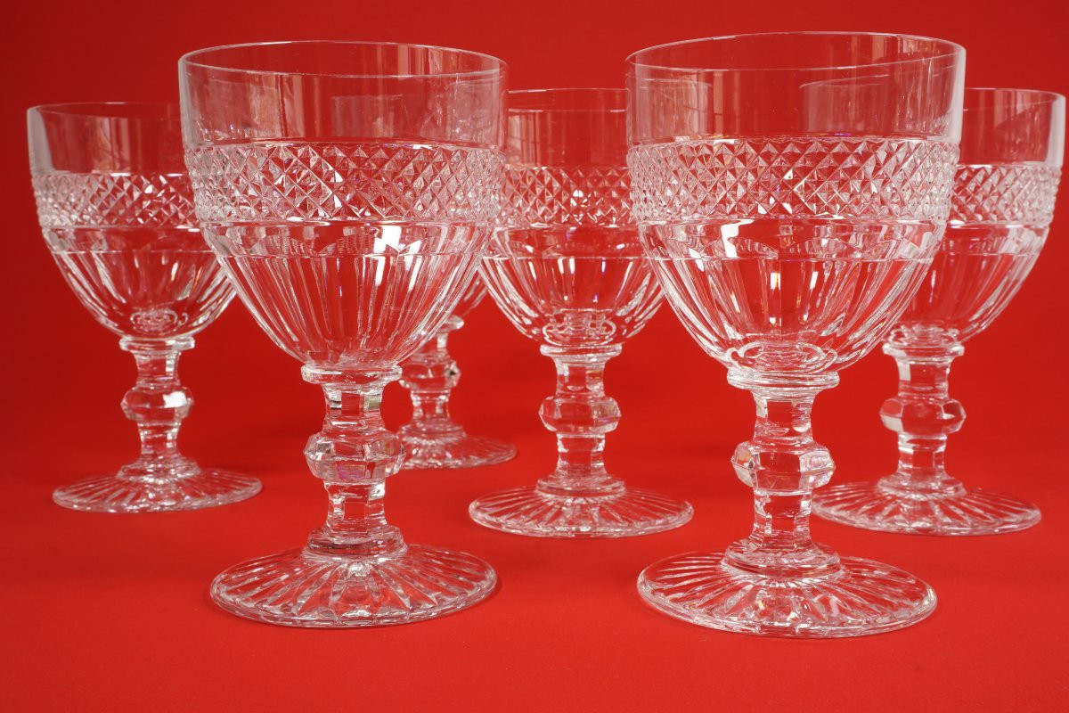 6 verres à eau N°2 cristal Saint Louis Trianon-photo-3