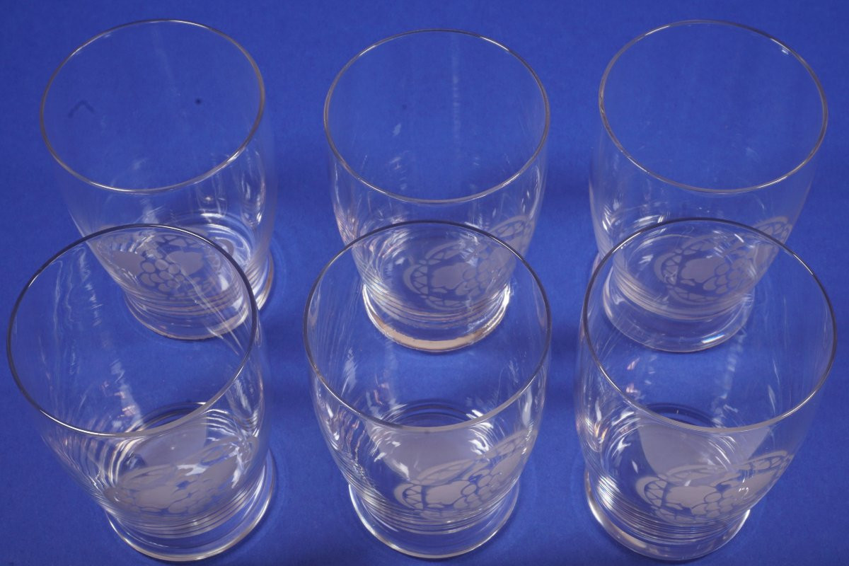 6 verres à vin, gobelets cristal Baccarat "Bacchus " par Georges Chevalier-photo-1