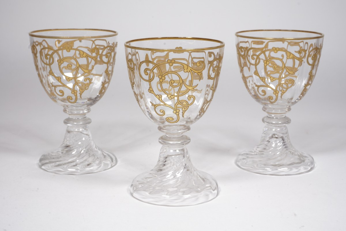 3 Wine, Aperitif Glasses, Saint Louis Cluny Crystal 