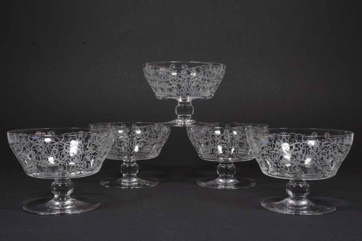 5 coupes à champagne cristal Baccarat-photo-3