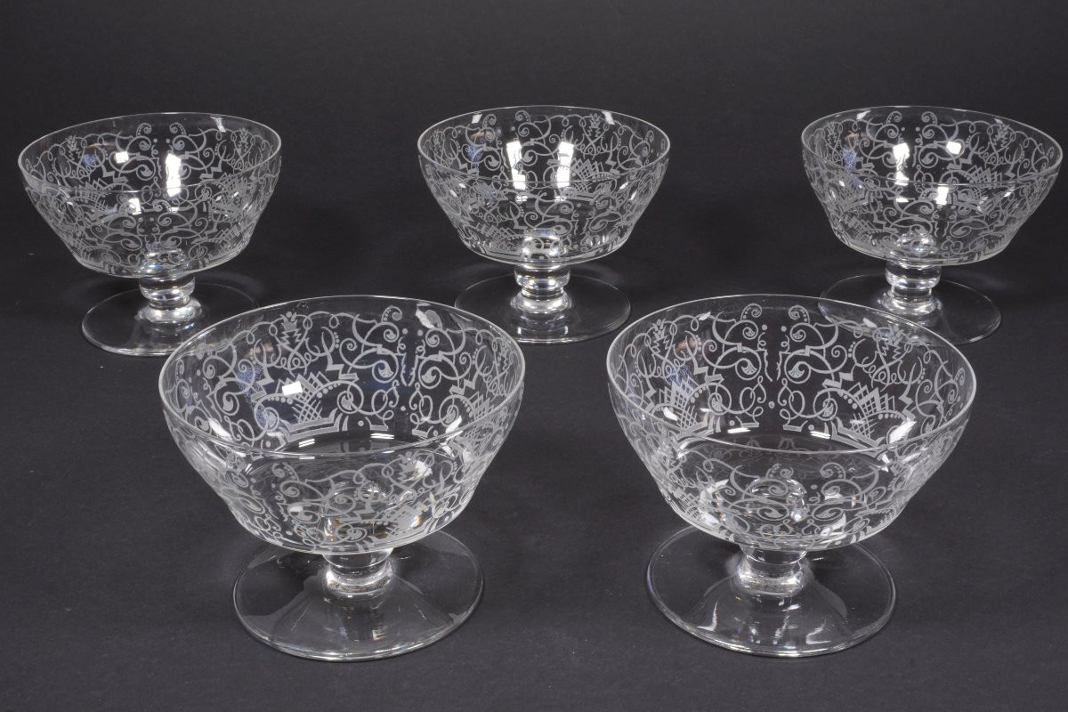 5 coupes à champagne cristal Baccarat-photo-1