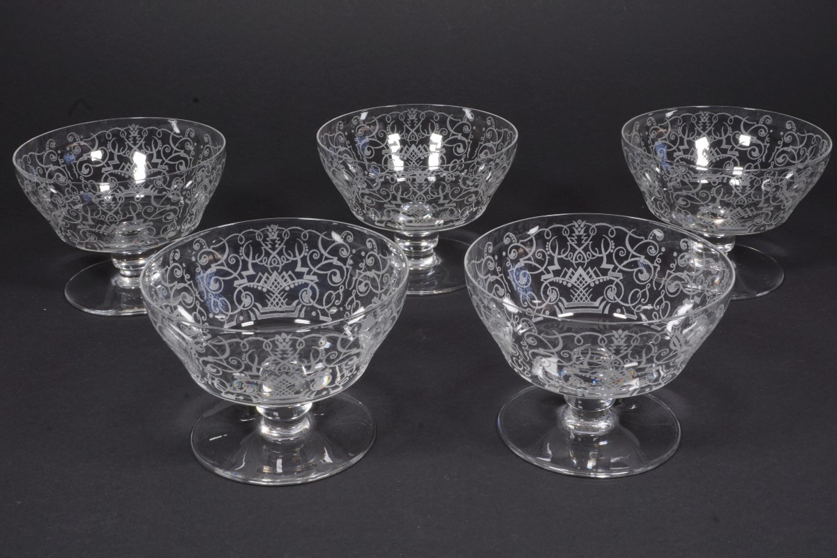 5 coupes à champagne cristal Baccarat