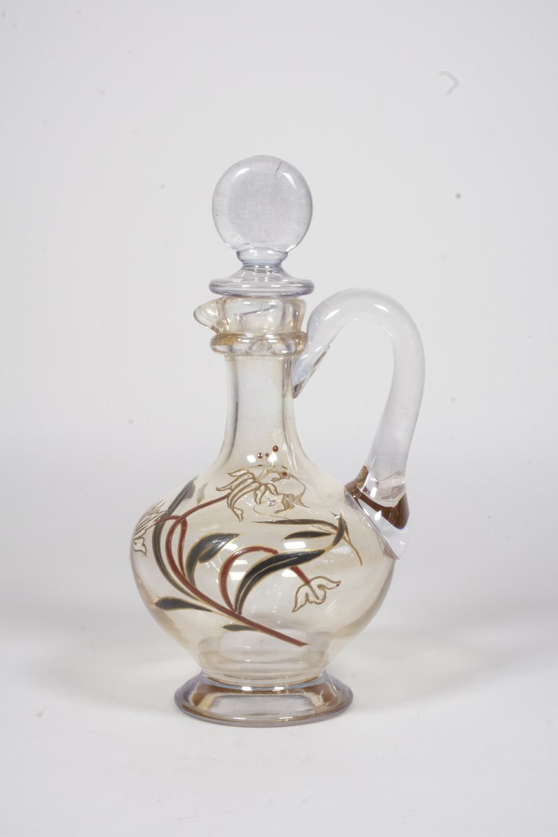 Baccarat Crystal Carafe, Painted And Enameled-photo-4
