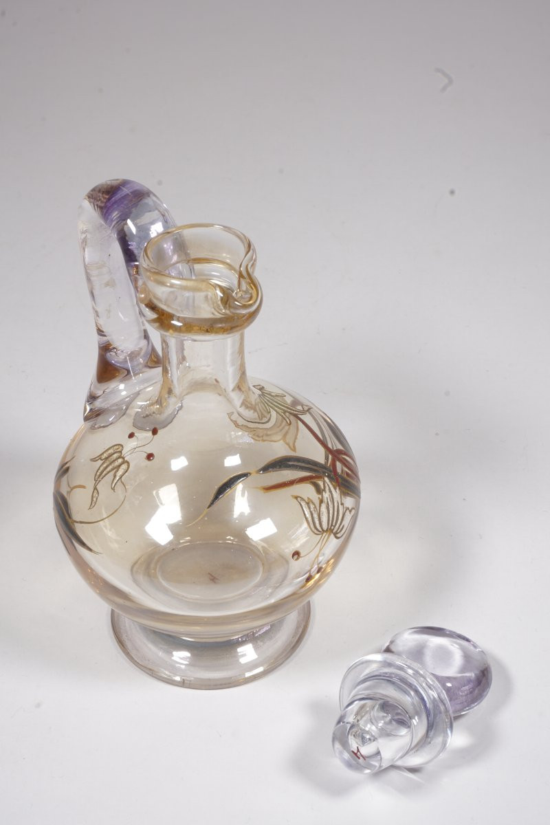 Baccarat Crystal Carafe, Painted And Enameled-photo-1