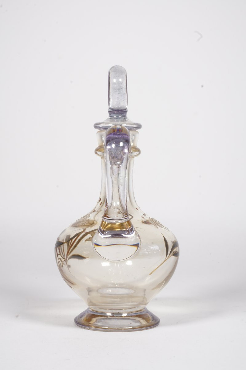 Baccarat Crystal Carafe, Painted And Enameled-photo-2
