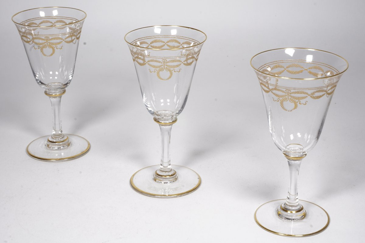 3 Porto Glasses, Baccarat Gold Crystal -photo-2