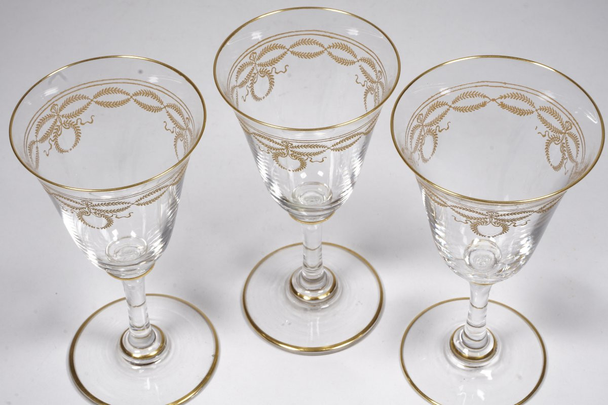 3 Porto Glasses, Baccarat Gold Crystal -photo-3