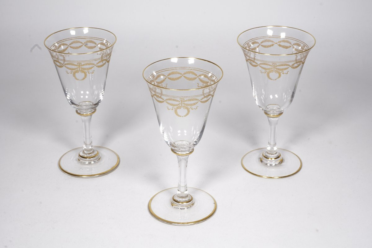 3 Porto Glasses, Baccarat Gold Crystal -photo-4