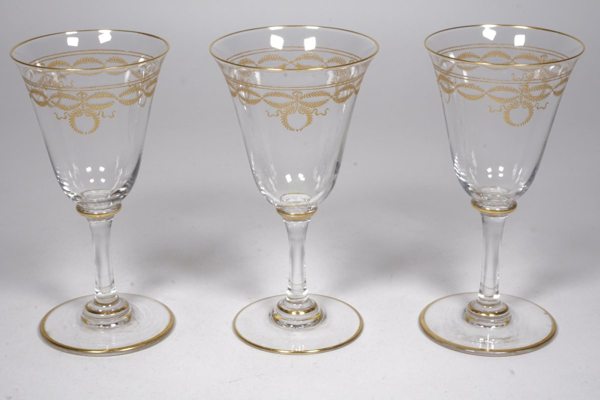 3 Porto Glasses, Baccarat Gold Crystal -photo-1