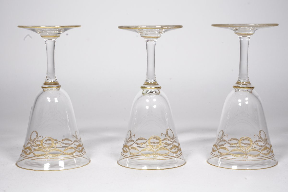 3 Porto Glasses, Baccarat Gold Crystal -photo-2