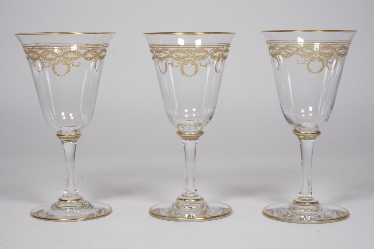 3 Porto Glasses, Baccarat Gold Crystal -photo-3
