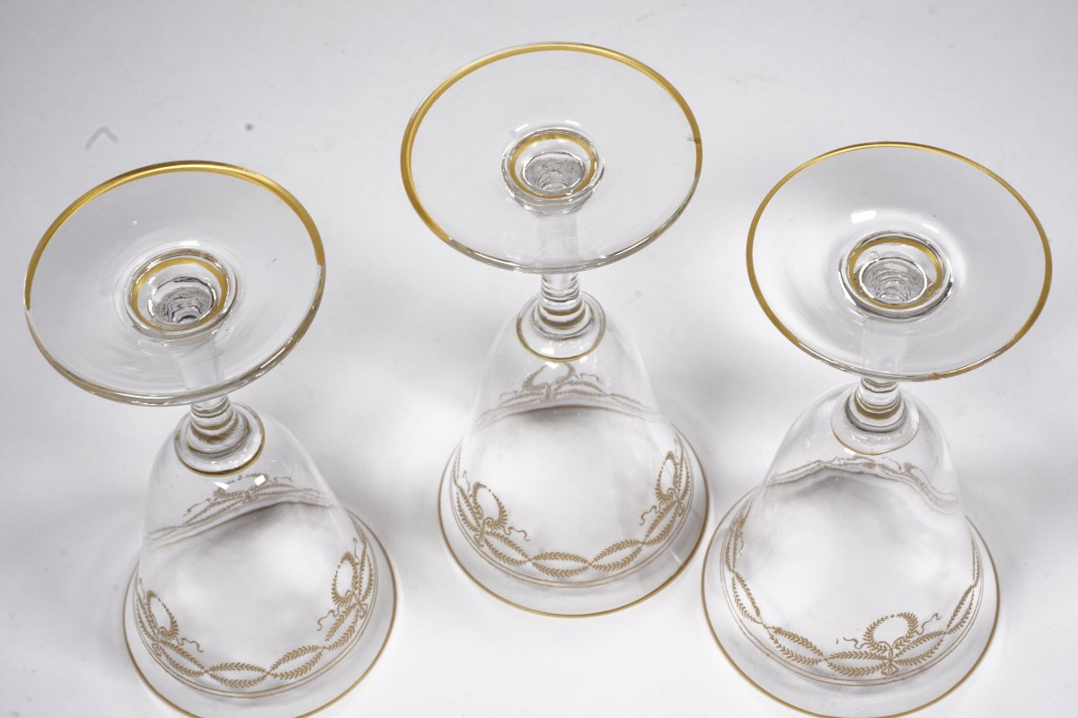 3 Porto Glasses, Baccarat Gold Crystal -photo-5