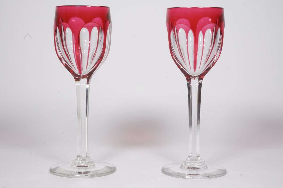 Paire de verres à vin, porto cristal Baccarat, Saint Louis ?-photo-2