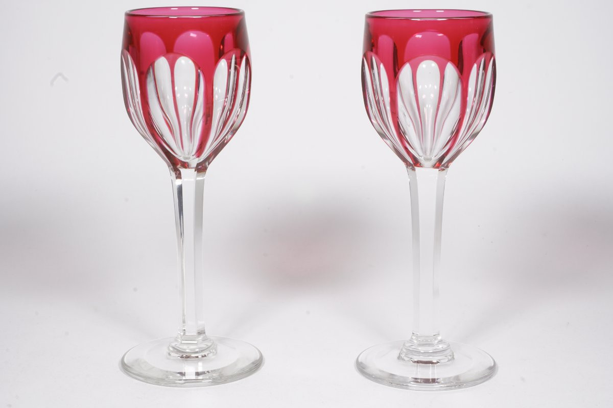 Paire de verres à vin, porto cristal Baccarat, Saint Louis ?-photo-4