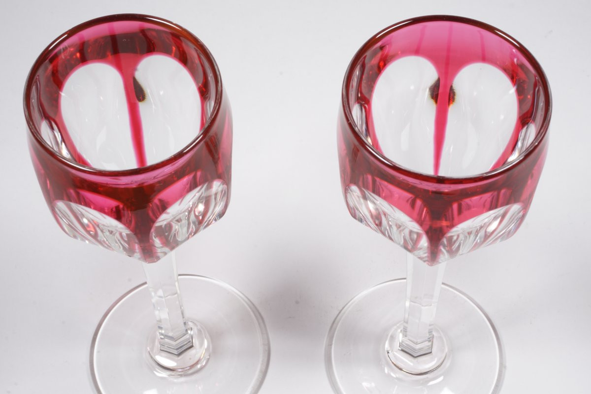 Paire de verres à vin, porto cristal Baccarat, Saint Louis ?-photo-1